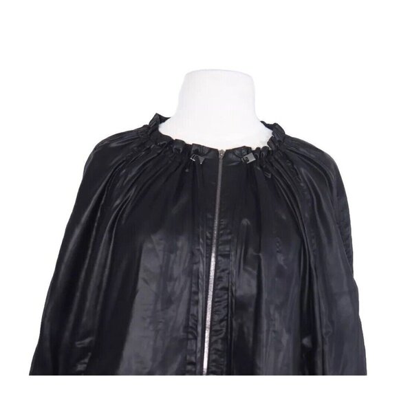 Luisa Cerano Women's 12 Black Full Zip Jacket Ruffled Collar Neck Long Sleeve - Picture 2 of 4